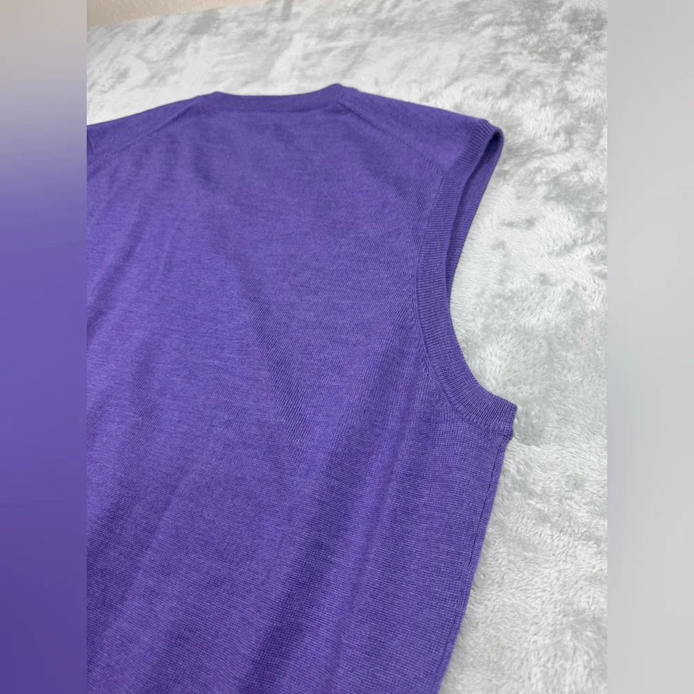 Peter Millar Vest Mens Purple V-Neck 100% Merino Wool Sweater‎ Preppy - L NWT